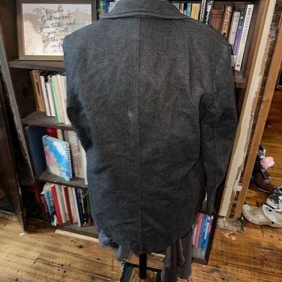 Gap gray recycled wool business casual M professional pea coat - Picture 3 of 4